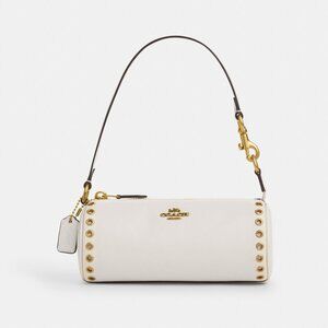 NWT Authentic Coach CZ013 Leather Nolita Barrel Bag With Grommets Chalk White